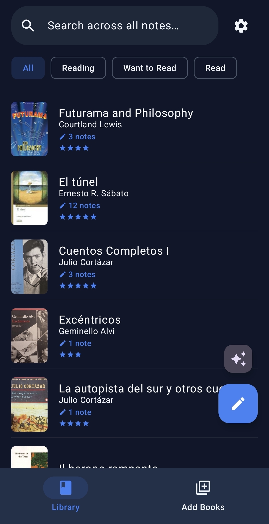 Kubun Notes Library View